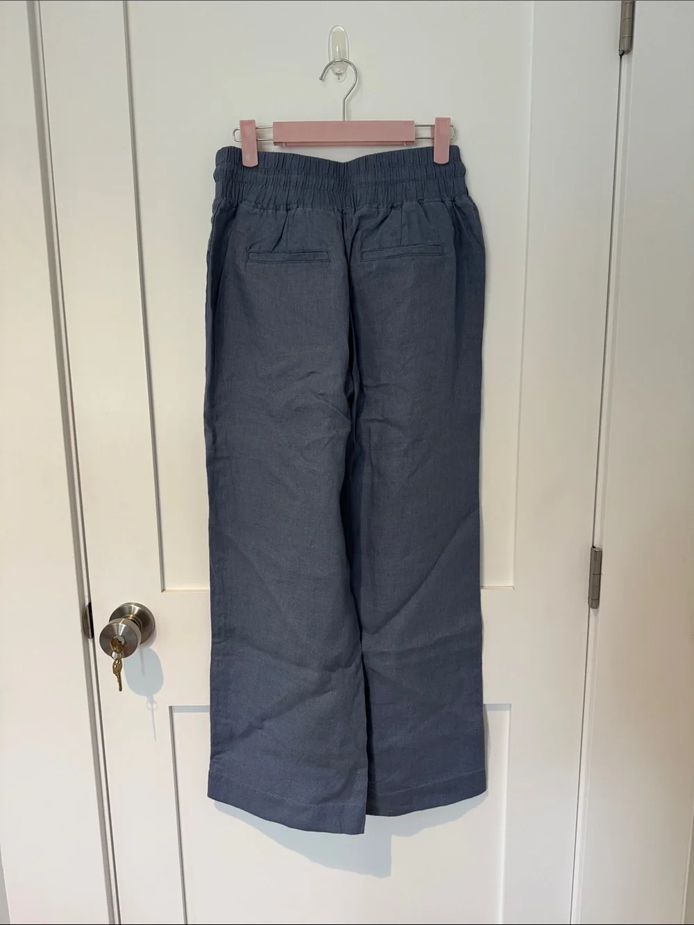 Quince European Linen Wide Leg Pant in Moonstone Blue size XS